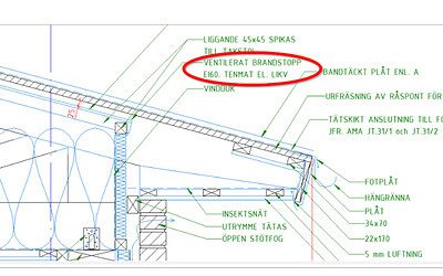 Felaktigt formulerat föreskrivande av brandskydd i luftspalter