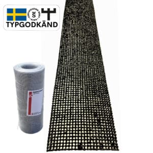 Typgodkänt brandskyddsnät för fasad och takfot, Brandnätet INCA WFS net. Effektivt skydd mot brandspridning i luftspalter 20–45 mm.