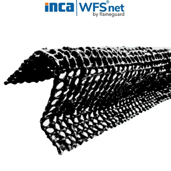 Brandnätet INCA WFS net® – intumescent nät för brandavskiljning i luftspalter i takfot och ventilerad fasad.