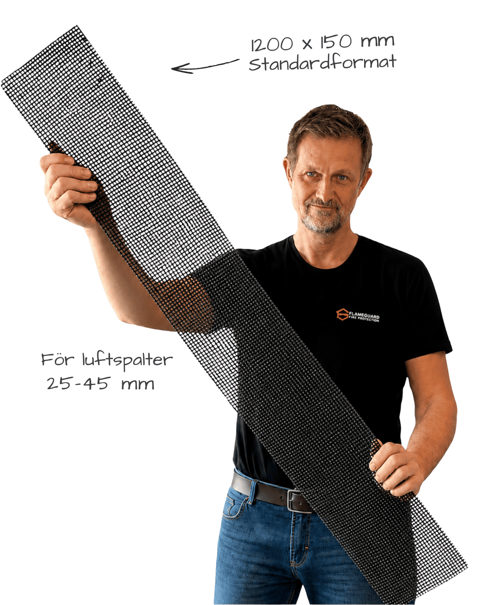 INCA WFS net® – typgodkänt brandnät för ventilerade luftspalter i standardformat (1200 x 150 mm)